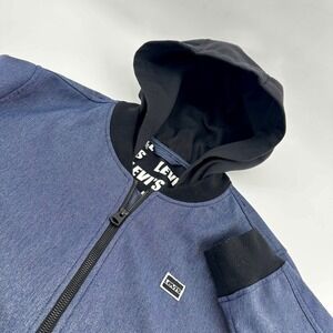 Levis Jacket Bomber Full Zip Hoodie Blue Black‎ Mens Size Large